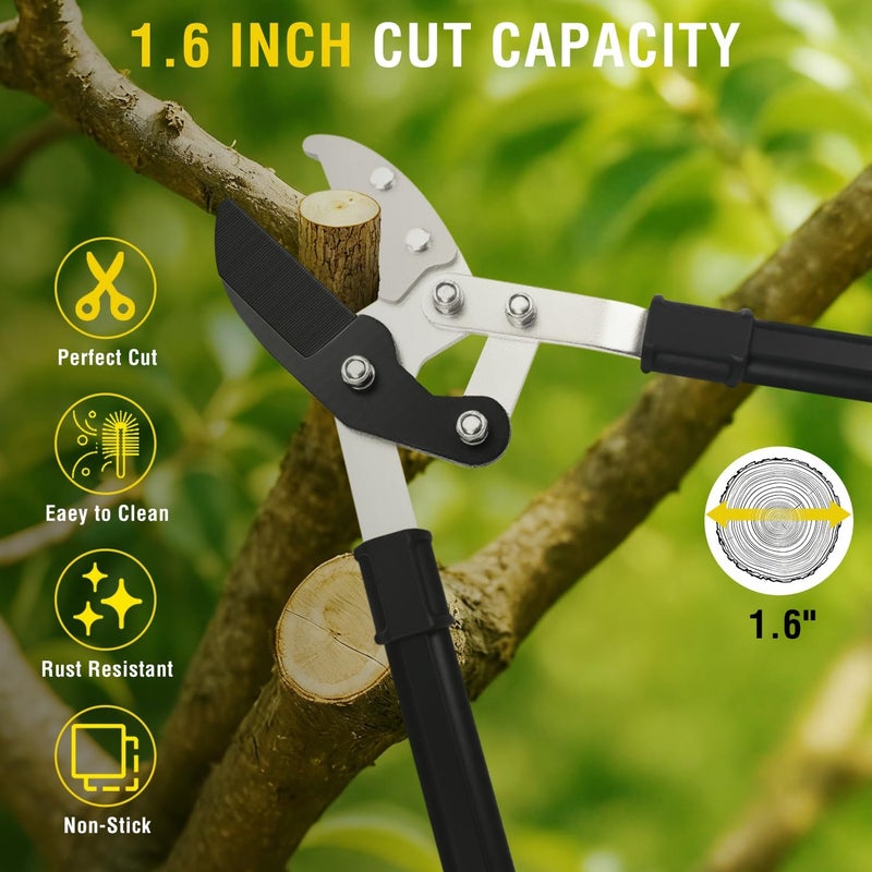Yesker 29.5" Loppers Heavy Duty Tree Trimmer Sharp Anvil Blade Bypass Loppers up to 1.6 Inch Dia Cut Capacity Compound Action System Limb Branch Cutter Ideal for Tree Trimming Garden Maintenance - Image 4